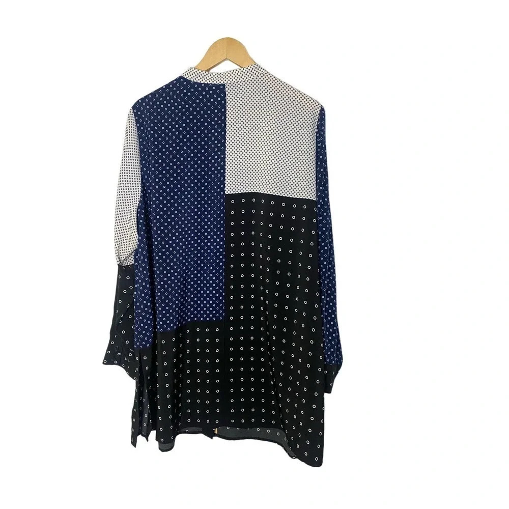 Alfani Black Blue Patchwork Button Down Tunic Top… - image 3
